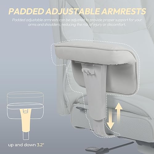 Miniatura 4 de Dowinx Silla de oficina grande y alta con cojín de resorte de bolsillo, sillas de juegos de computadora de respaldo alto con reposabrazos ajustables