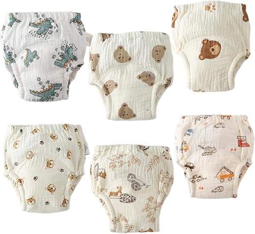 Ropa interior de entrenamiento para bebé, algodón suave, absorbente, ropa interior de entrenamiento para bebés, niños y niñas, paquete de 6