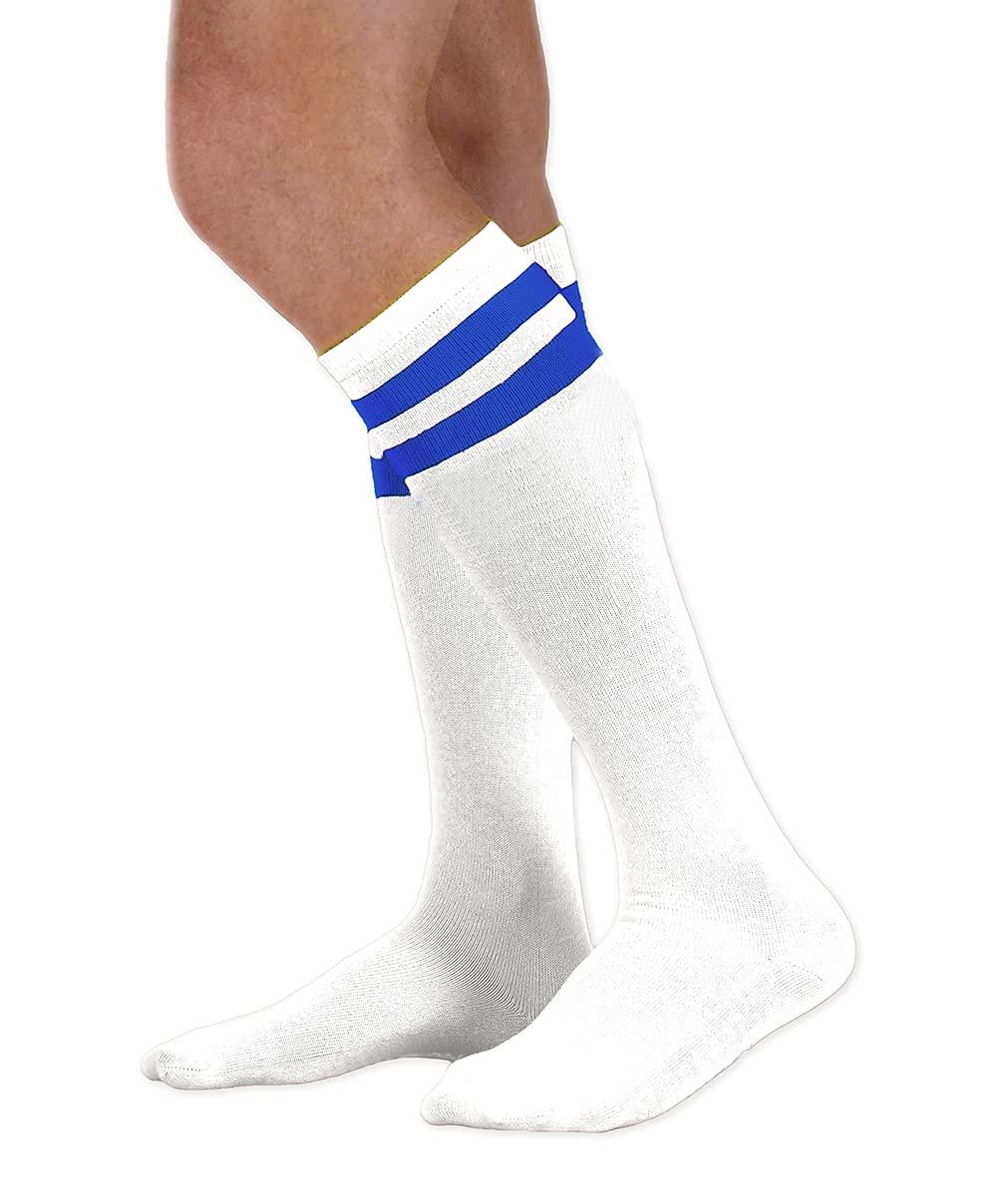 NEON NATIONCalf High White Sock with Three Stripes