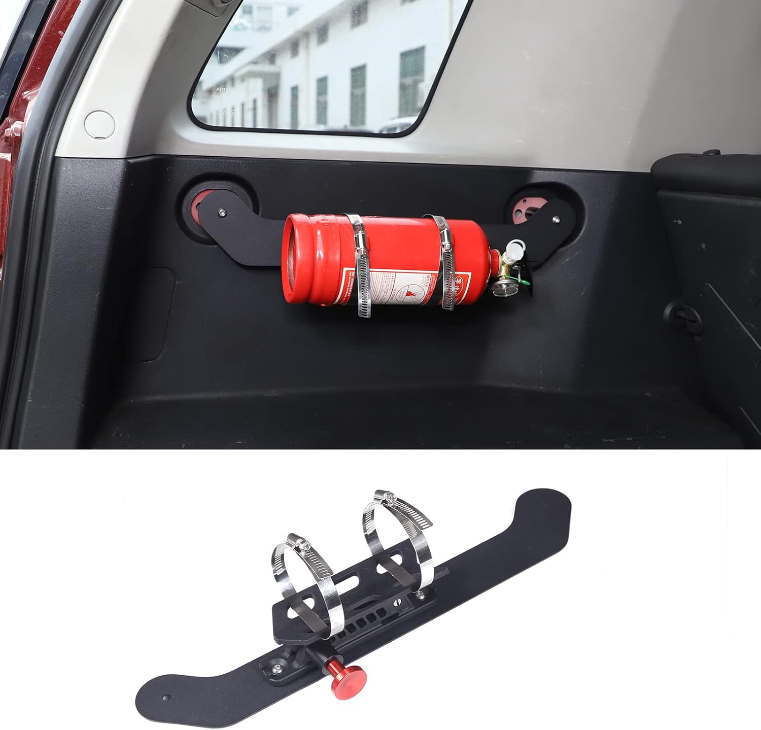 Car Trunk Fire Extinguisher Holder Mount Compatible with Toyot@ FJ Cruiser 2007-2021, Roll Bar Fire Extinguisher Holder, Adjustable Fire Extinguisher Holder Accessories