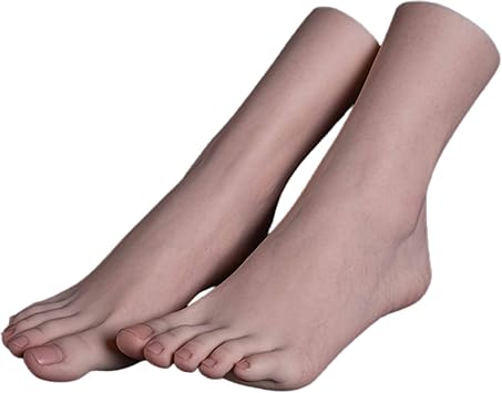 Realistic Silicone Feet, Lifesize Female Mannequin Foot, Toe Ankel Bendable Fake Foot Model for Shoes Sock Jewelry Display, Photos Prop ,1Pair,Skincolor