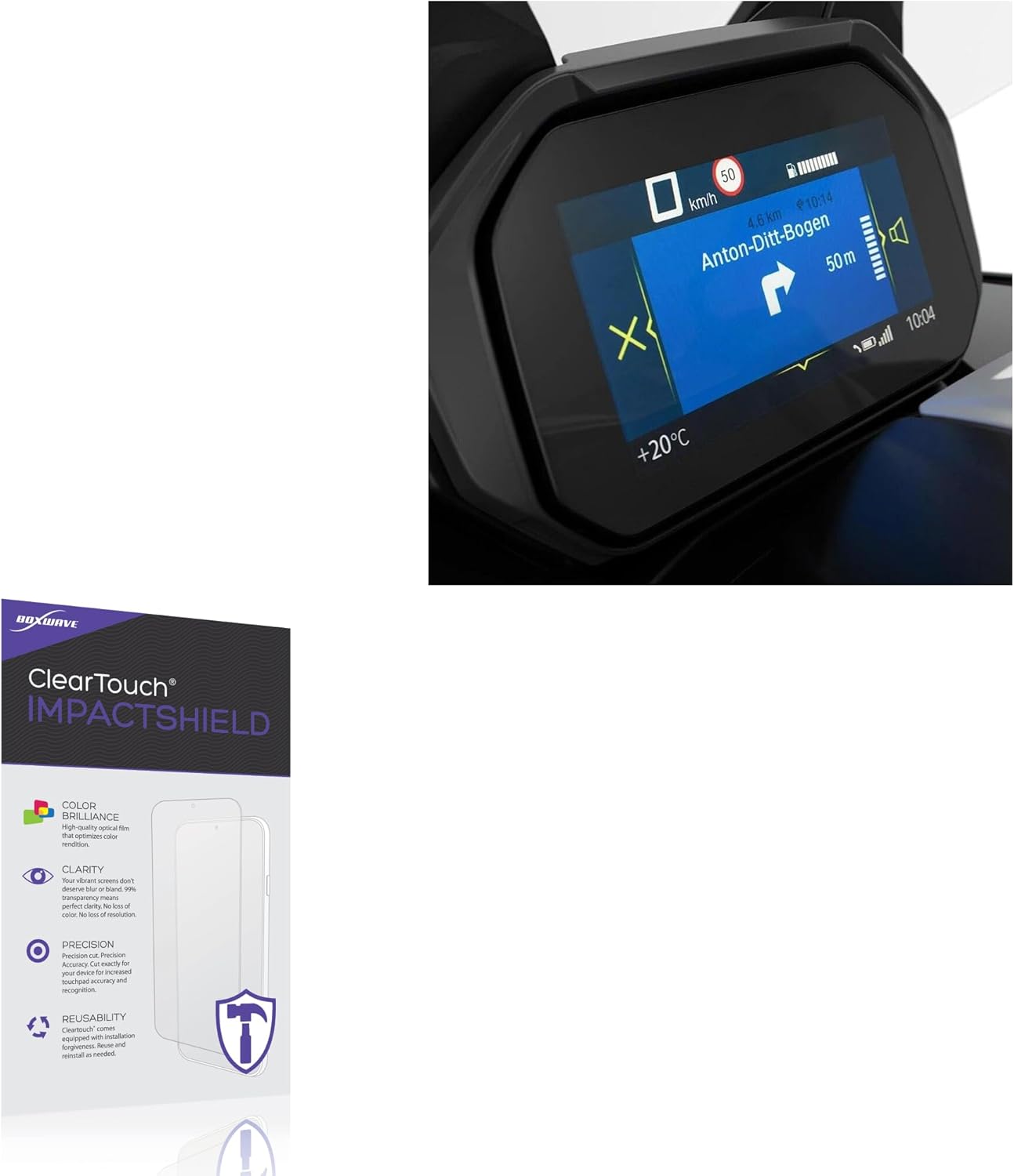 BoxWave Screen Protector Compatible with BMW C 400 X/GT Dashboard - ClearTouch ImpactShield (2-Pack), Impenetrable Screen Protector Flexible Film