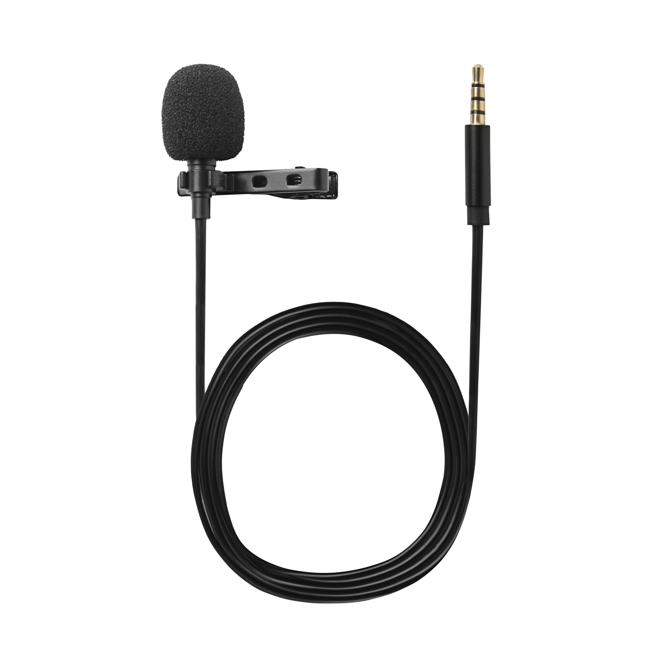 Juarez J-043 - Microfono lavalier con clip per cellulare, DSLR, laptop, super suono per registrazione audio e video, spina AUX da 3,5 mm, interviste, bobine, vlogging, podcast, nero