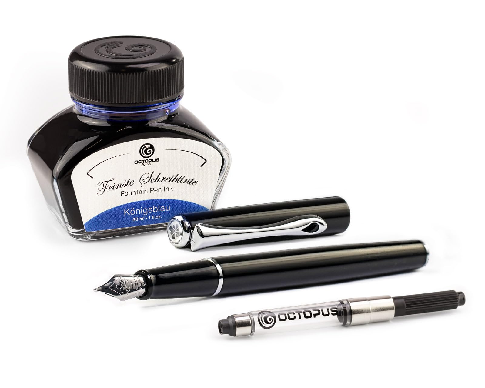 Diplomat Traveller Lacquered Black, Metal Fountain Pen in Set with Writing Ink and Converter — image 1