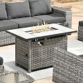 HOOOWOOO Rectangular Outdoor Fire Table 50,000 BTU Propane Patio Fire Pit Table Outside Firepit for Matching Wicker Patio Conversation Set