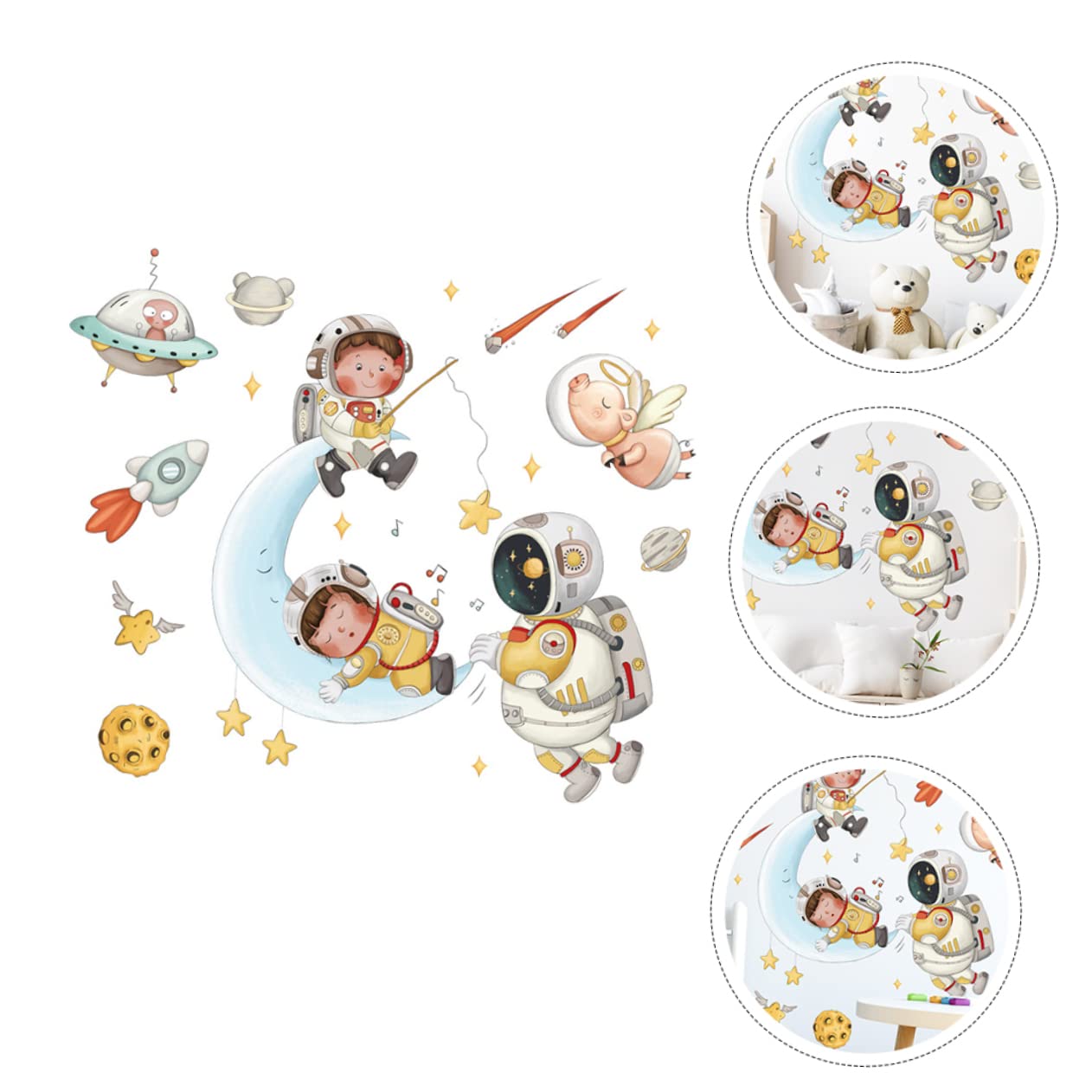 Toyvian 6 Set Adesivo murale astronauta adesivi murali margherite soffitto plafond spazio wall sticker home decor adesivo astronauta decalcomanie della parete della stanza pvc