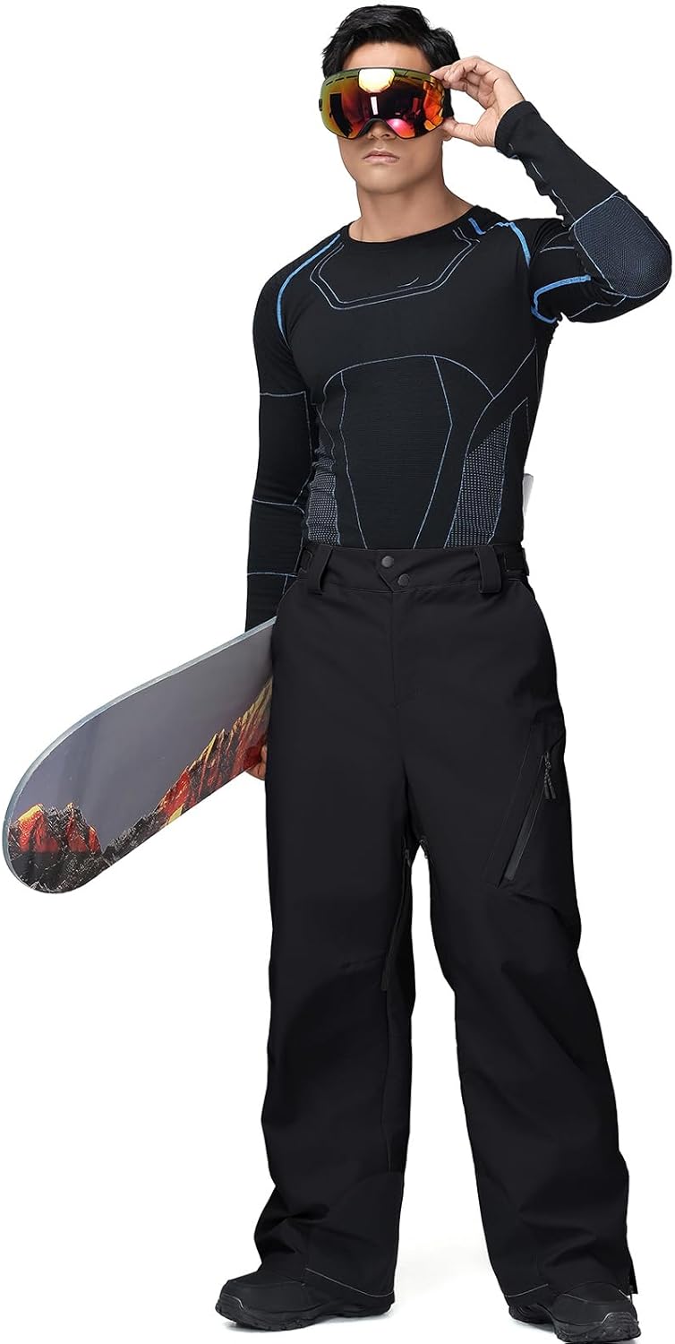 YEEFINE Men's Snow Ski Pants Insulated Cargo Snowboard Pants Bibs Loose Baggy Waterproof Winter Sports - Image 3