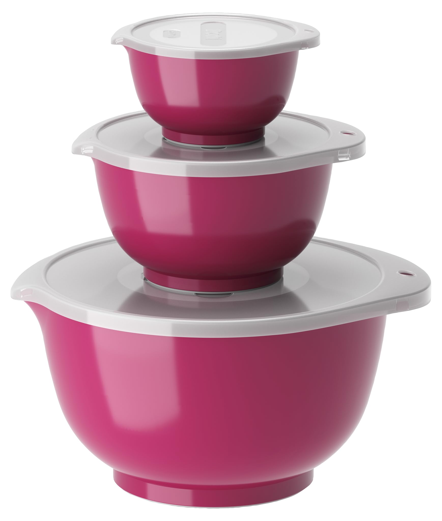 Rosti Margrethe - Set di 3 ciotole per frullatori in plastica, 3 coperchi inclusi, insalatiere ermetiche, 0,25 litri, 0,75 litri e 3 litri, Bettrave