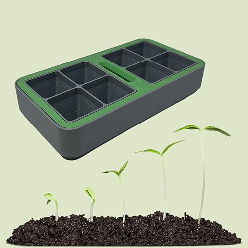 Miniatura 2 de Juego de bandejas rectangulares de 8 celdas para iniciación de semillas, diseño de riego automático con 8 bandejas de germinación, bandeja