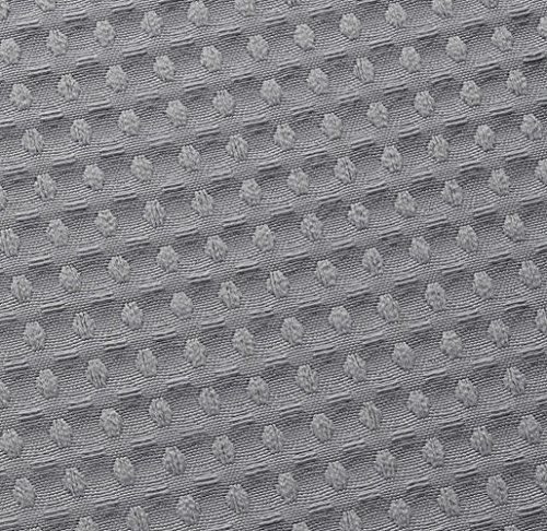 Image of Waffle Weave Fabric Shower Curtain, Spa, Hotel Luxury, Gray Pique Pattern, 71 x 72 Inches Decorative Bathroom Curtain