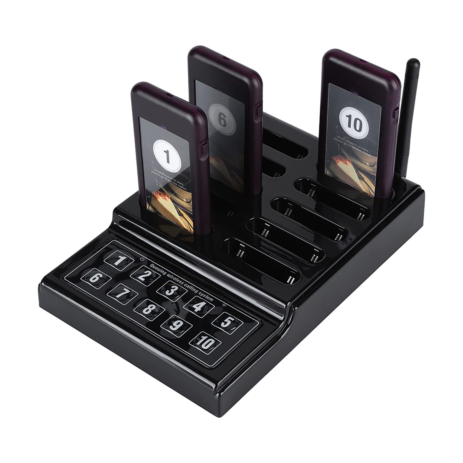 ASHATA de Llamadas Inalámbrico con 1 Transmisor + 20 Localizadores Receptores, de Paginación para Huéspedes Portátil,Call Restaurante Invitados Espera(Negro) (1)