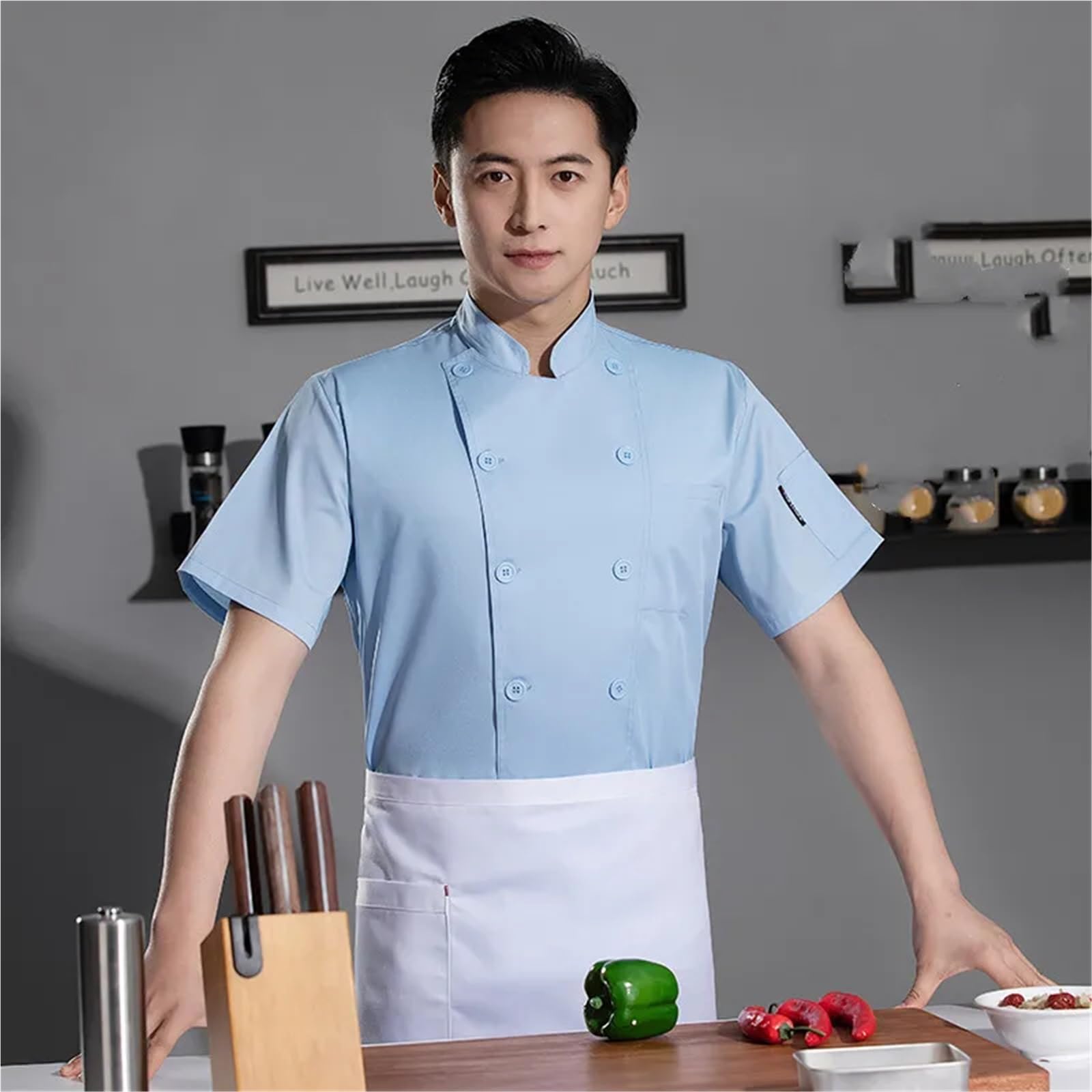 Divisa da cuoco Camicie da cuoco Tuta cucina a maniche corte Abiti lavoro Hotel Ristorante Mensa Costume Camicia Uomo Donna per chef