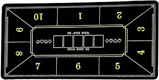 Poker-Matte für 10 Spieler, 180 x 90 cm, Schwarz und Gold, mit Tragetasche, Casinotuch, Tischabdeckung Texas Hold'em, rutschfest, wasserabweisend