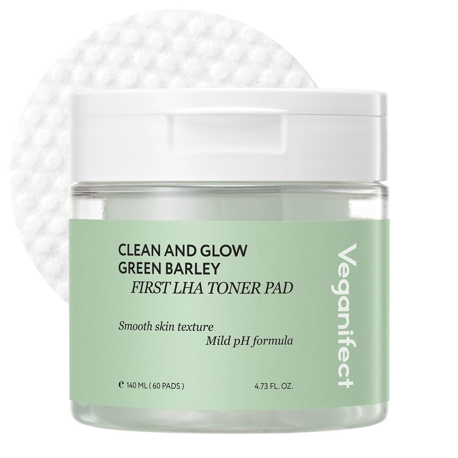 LHA Toner Pad, Mild Exfoliating Facial Pads for Glass Skin, Hydrating, Ideal for All Skin Types, Korean Skin Care, Vegan (60 Pads)