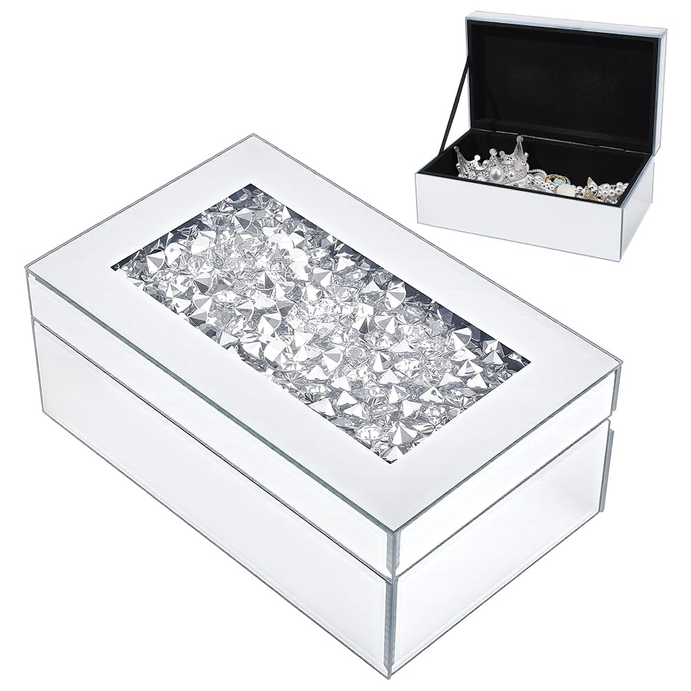 Boîte organisatrice pour femmes en verre diamanté 21cm pour ranger bijoux