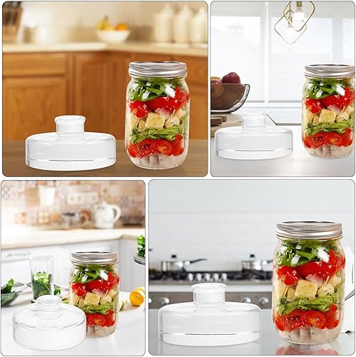 Miniatura 7 de PRETYZOOM 2 piezas de pesos de vidrio fermentado, peso de chucrut, tarro de vidrio de 1 galón, frascos de fermentación de pepinillos, fermentadores