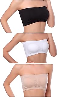 Venbond 3-4Packs Women's Seamless Bandeau Crop Tube Top Bra Strapless Padded Bralette