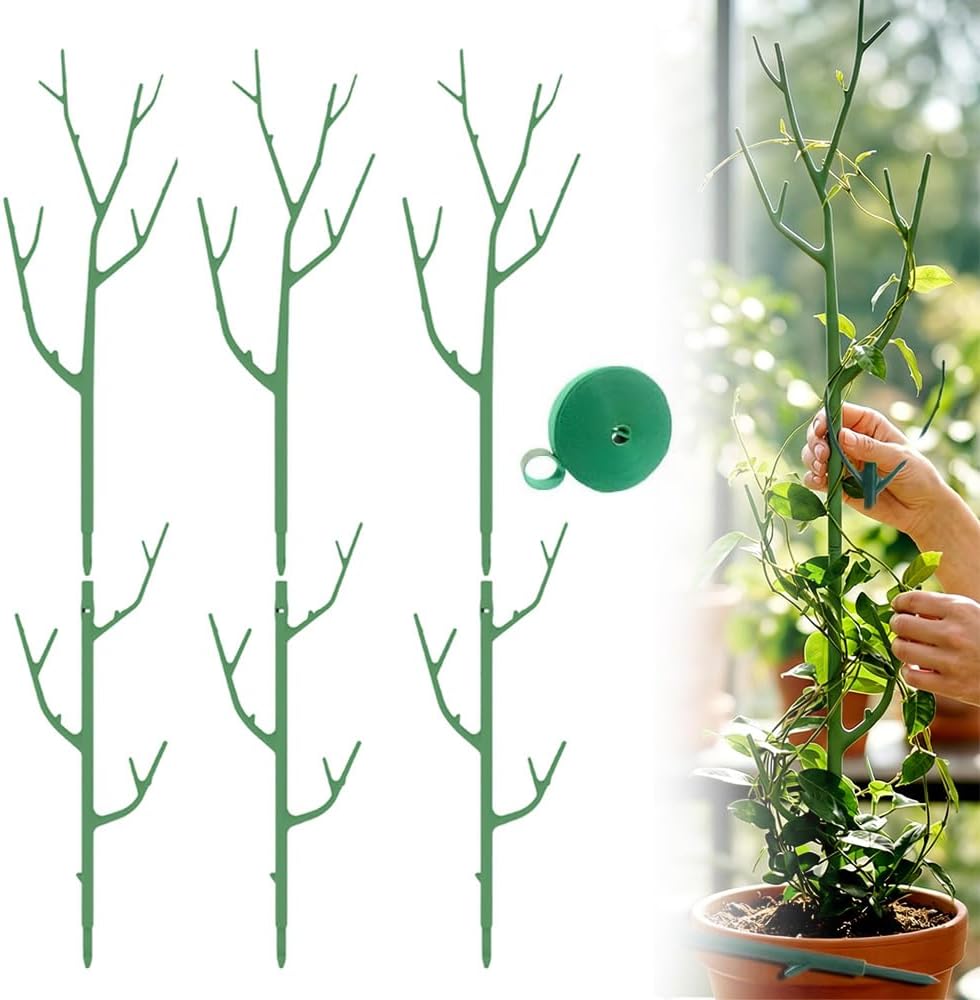 6 Pack Stackable Monstera Plant Support Stakes, Garden Plant Stakes for Indoor and Outdoor Plants, Moss Poles Holder Stick Monstera Plant Stem Supports Structures for Climbing Potted Plants (6 Pack)