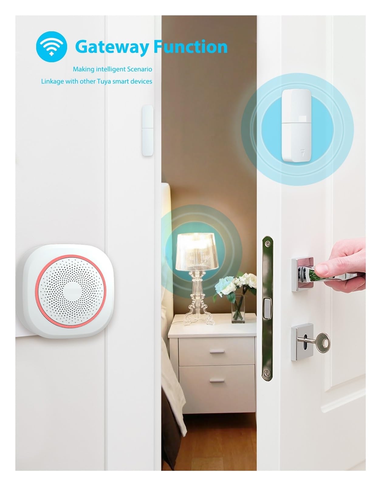 DELURA AS100 WiFi Home Alarm System Drahtlose Sicherheit Einbrecher Smart Home APP Steuerung Mit PIR Motion Sensor Tür Sensor Keine Falsch-Positiv-Rate (Color : Option16)