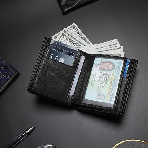Miniatura 7 de Guarditude Mens Bifold Wallets Large Capacity RFID Blocking Genuine Leather Wallet Includes ID Window and 15 Credit Card Slots, Gift for Men