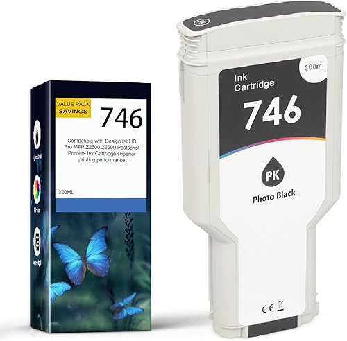 Cartucho de tinta 746 (P2V82A), color negro fotográfico, remanufacturado, 746XL, 10.1 fl oz, repuesto para impresora HP DesignJet Z6 y Z9+ de gran