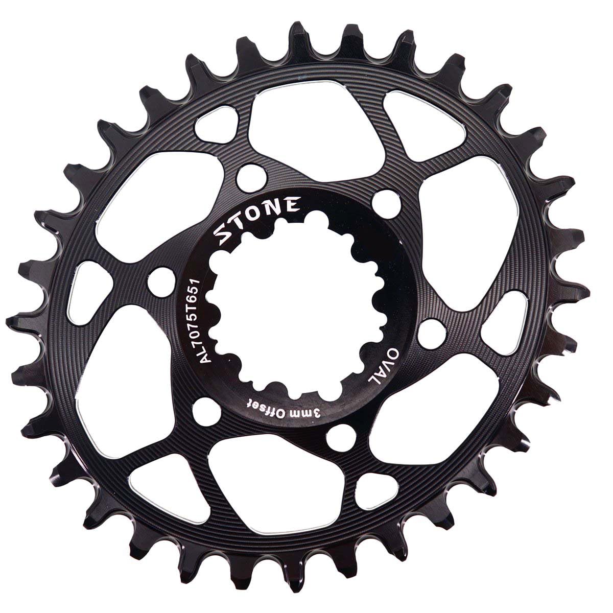 STONE – Plato Redondo/Ovalado Mount Direct Compatible con SRAM MTB 3 Tornillos 3 Offset CNC Aluminio Aleris 7075-T651 XX1 Eagle, X01 Eagle, GX Eagle, X1-1400, GX-1400, S-2210, X0, X9, S1400