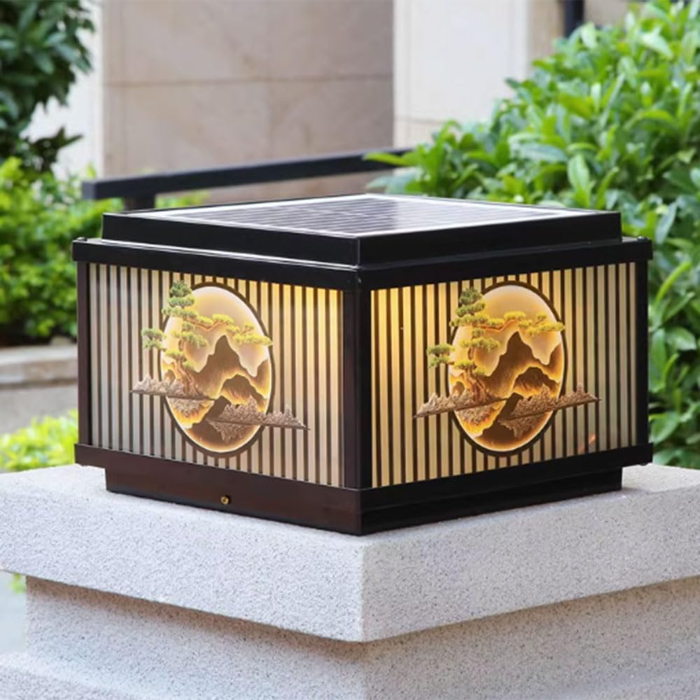 Lanterne solaire pour pilier et décoration d'un jardin au style chinois