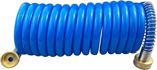 Miniatura 1 de Darnassus Manguera de bobina de poliuretano resistente, manguera de jardín autoenrollable con accesorios de latón macizo, retráctil, resistente a la