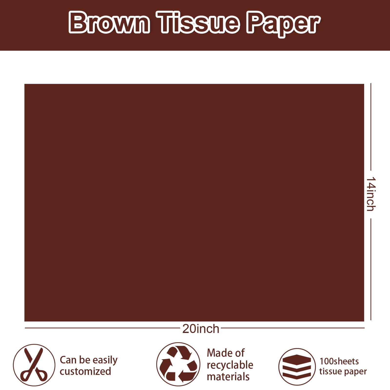 Whaline Lot de 100 feuilles de papier de soie marron - 5 couleurs - Papier cadeau décoratif d'automne pour la récolte d'automne, Thanksgiving, Halloween, fête, loisirs créatifs, 35,6 x 50,8 cm
