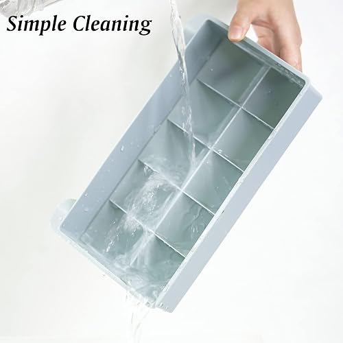 Miniatura 4 de Bandeja grande para cubitos de hielo, molde de hielo para whisky de 2 pulgadas con contenedor y pinzas, molde cuadrado para cubitos de hielo, 10