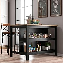 Ilha Cozinha Ditália 2 Prateleiras Preto Cd-1019