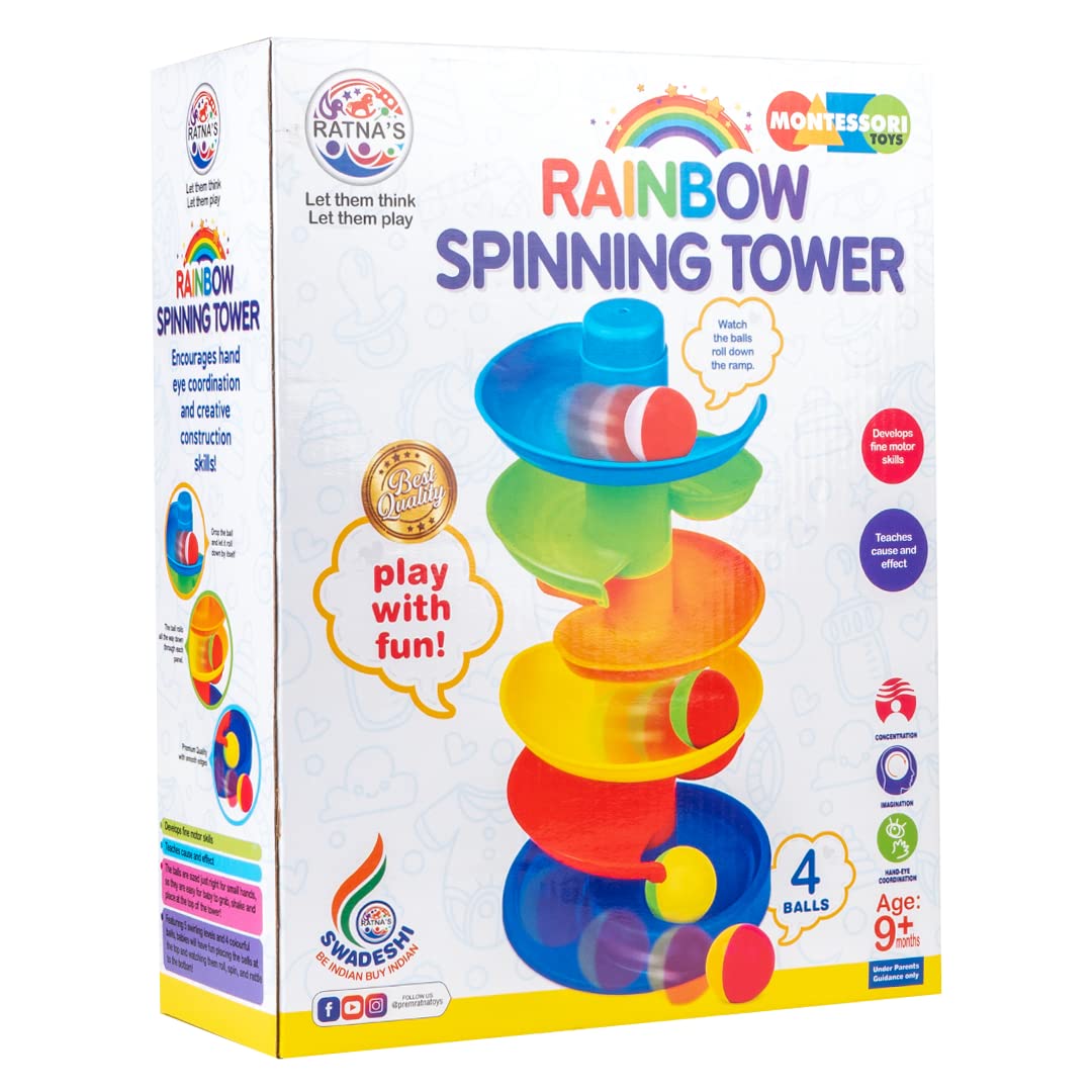 Ratnas Rainbow Spinnig Tower Ball | Baby and Toddler Educational Toys, Safe and Non Toxic for Infants - Multicolor (B0C49H5R1C) Amazon Price History, Amazon Price Tracker