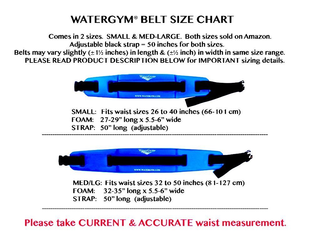 WaterGym Water Aerobics Float Belt for Aqua Jogging and Deep Water Exercise Size MED/Large
