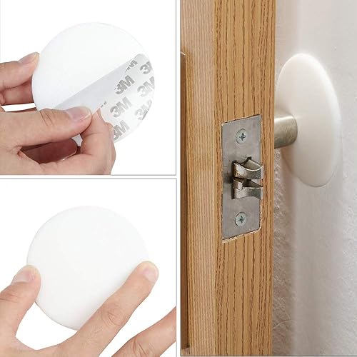 Miniatura 4 de Paquete de 3 piezas de silicona para puerta de pared, parachoques de manija de puerta, goma suave y redonda autoadhesiva, almohadillas de tope de