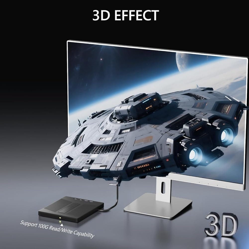 Unidad de BLU-Ray Externa 7 en 1, Compatible con Lectura y Escritura de Discos de 100 GB, Grabadora de BD/CD/DVD para PC, Portátil y de Escritorio.