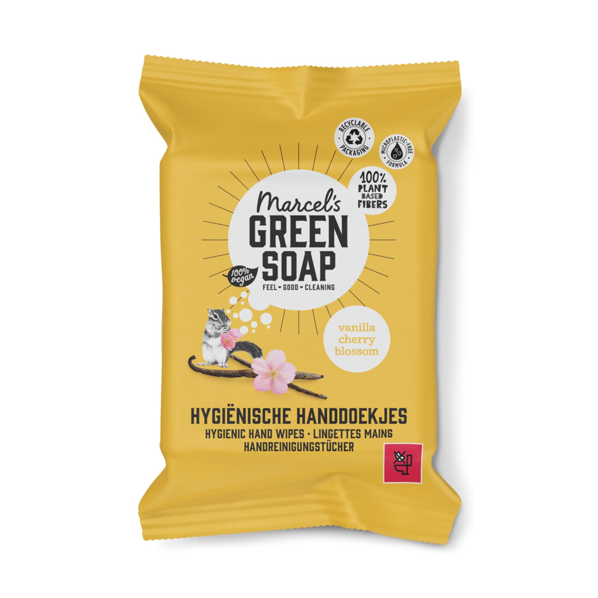 Marcel's Green Soap Hygienic Wet Wipes for Hands - Vanilla & Cherry Blossom - Plant Based