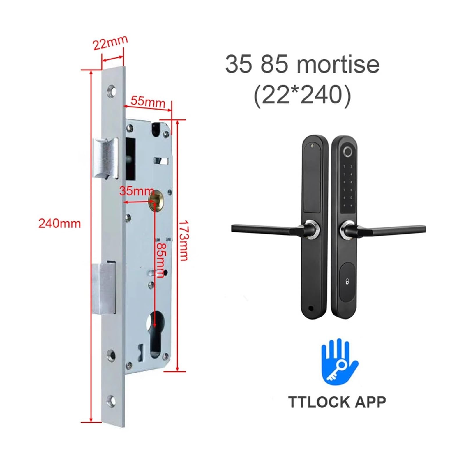 TTlock - Cerradura inteligente Bluetooth sin llave, huella digital, contraseña, cerradura de puerta delgada