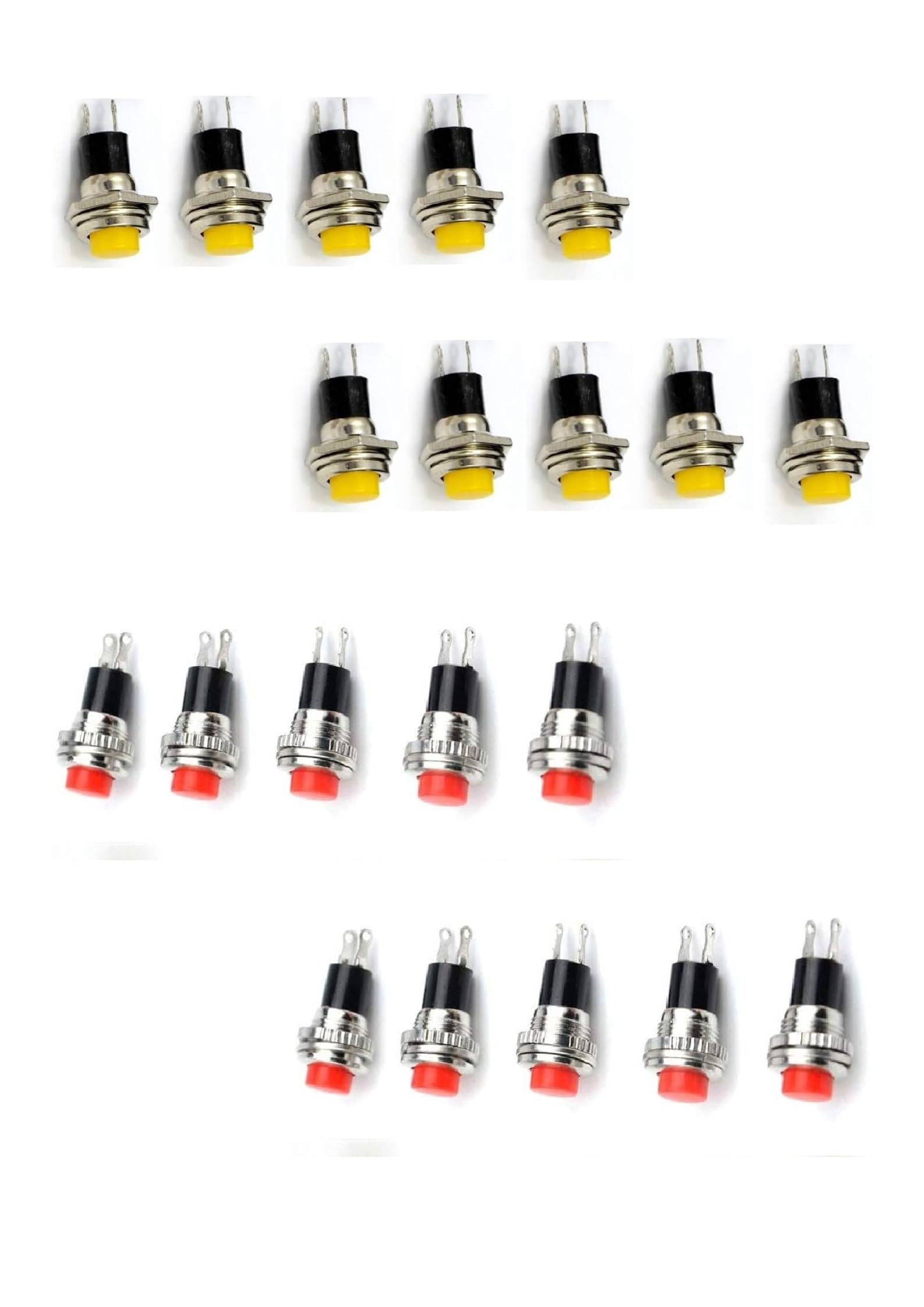 gajrup self momentary 2 pin push button for as an operational unit in various electrical circuits,electrical devices- pack of 10 (yellow and red)