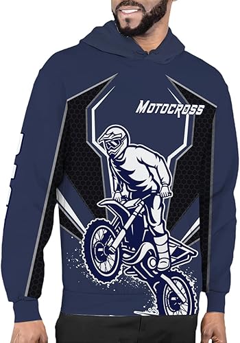 Miniatura 3 de Leprints - Camiseta de motocross personalizada con número y nombre de carreras 3D para motocicleta, todoterreno, sudadera con capucha