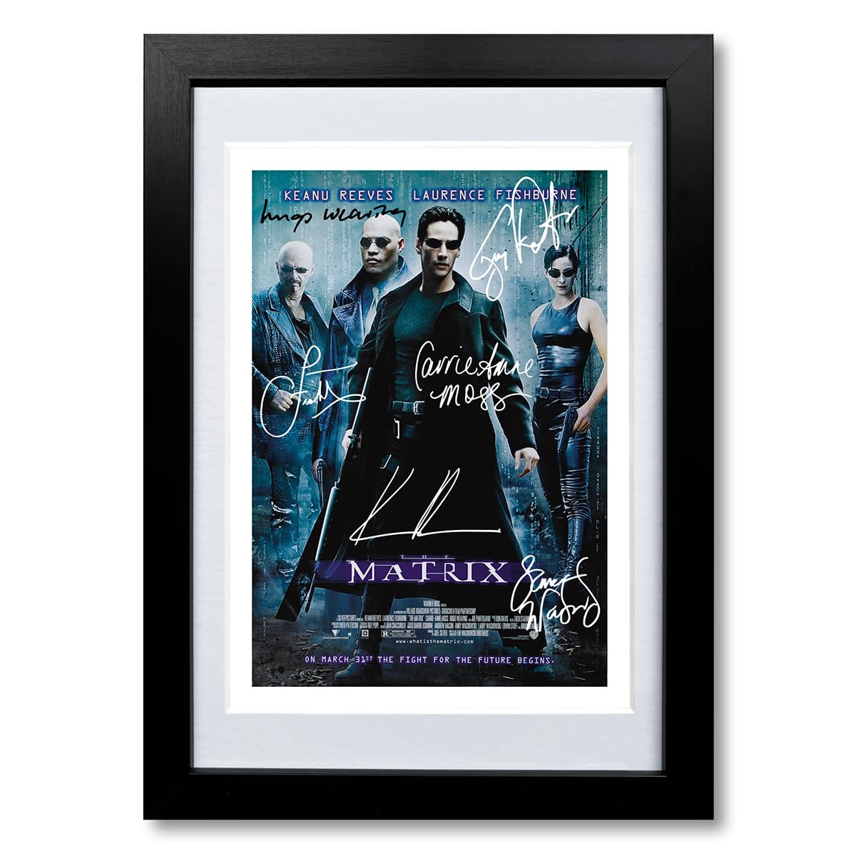 The Matrix Cast Signed A4 Poster Photo Print Framed Autograph Gift Movie Film 1999 Keanu Reeves Laurence Fishburne (Matrix A4 Framed & Mounted) โ image 1