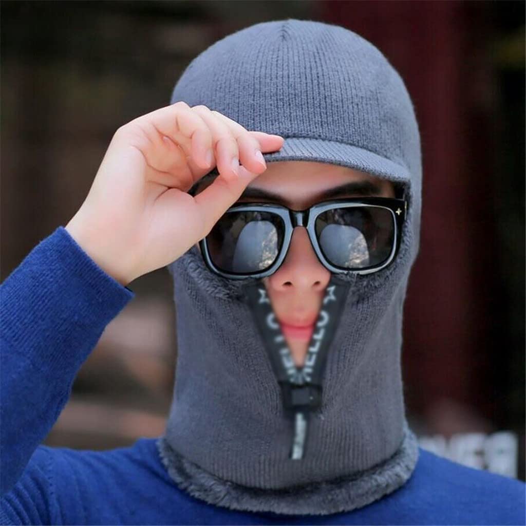 Wintermützen für Herren halten warm, Sturmhaube, Winter-Strickmütze mit Reißverschluss, Warmer Krempe, Outdoor-Skimütze (Farbe: 3er-Pack, Größe: Talla ?nica) (3er-Pack)