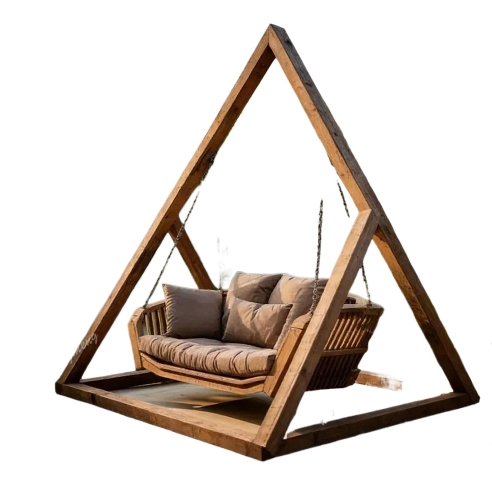 Wooden Swing Bench Solid Wood Outdoor Swing Chair Courtyard Balcony Hanging Basket Household Cradle