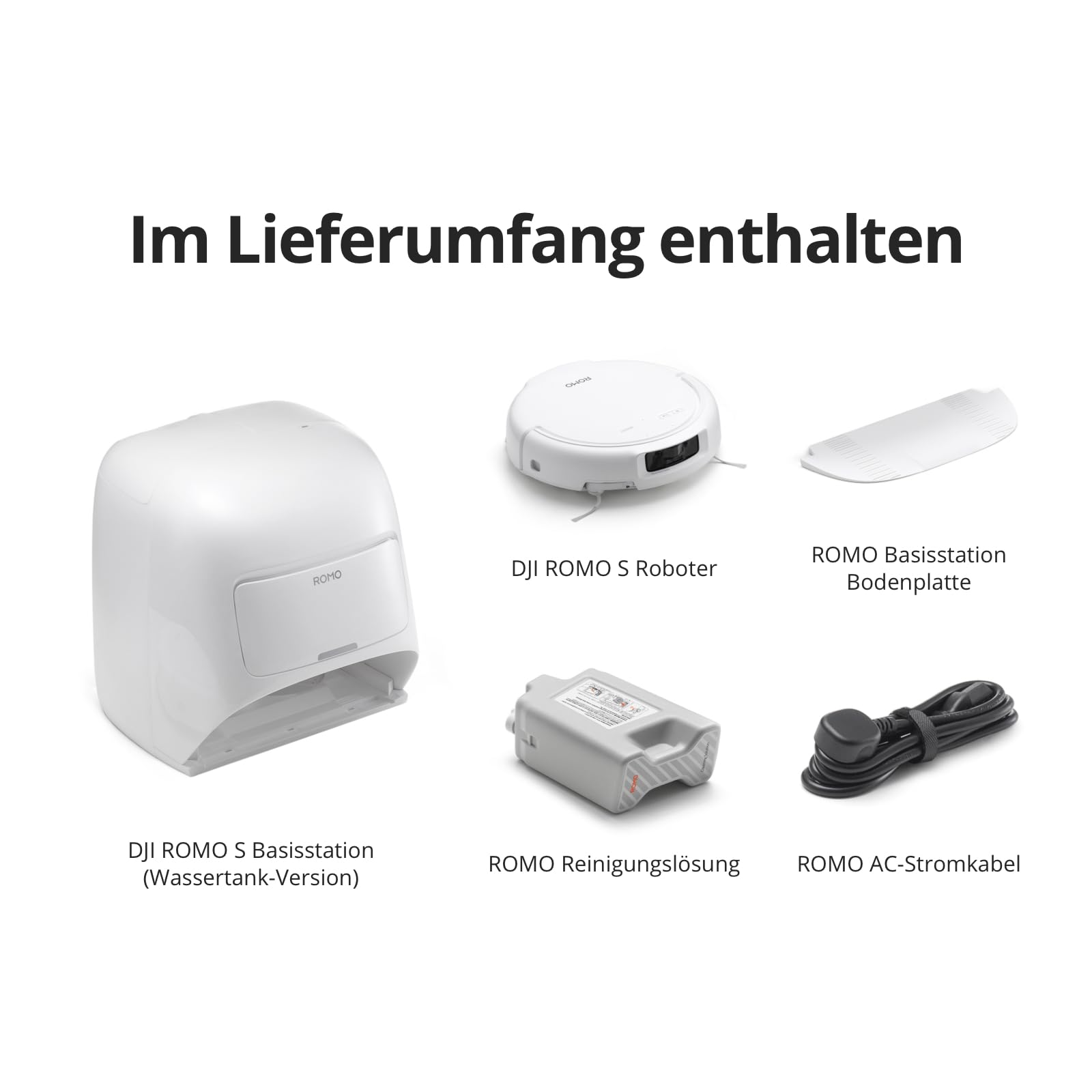 DJI ROMO S Saugroboter mit Wischfunktion, 25.000 Pa Saugkraft, Hinderniserkennung auf Drohnen-Niveau, Anti-Verwicklungsbürste, Selbstreinigende Basisstation, 200 Tage wartungsfrei, Weiß