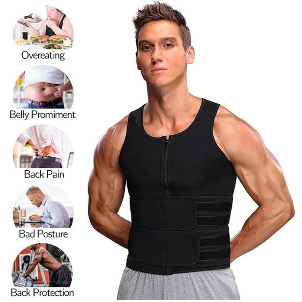 RCBHSD Chaleco Sauna con Cremallera Hombre Reductora para Adelgazante Sudoración Musculación (Size:S) : Amazon.es: Deportes y aire libre
