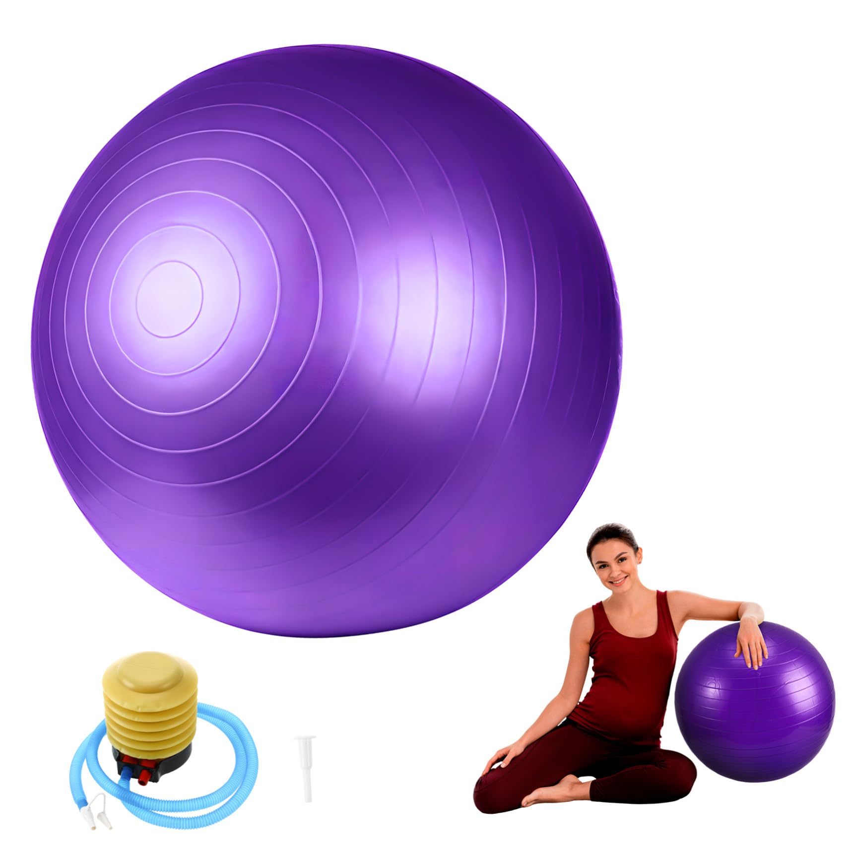 NOLITOY Pelota de Yoga de Ejercicio Pelota de Estabilidad para Pilates Entrenamiento de Core con Inflador para Gimnasio y Casa