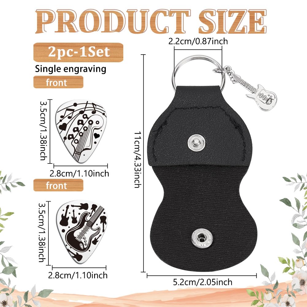 UNICRAFTALE about 2pcs Guitar Picks Gifts Stainless Steel Guitar Picks Music Note Plectrum Guitar Set including PU Leather Case Guitar Pattern Personalized Plectrum Guitar Accessories for Guitar Players - Image 3