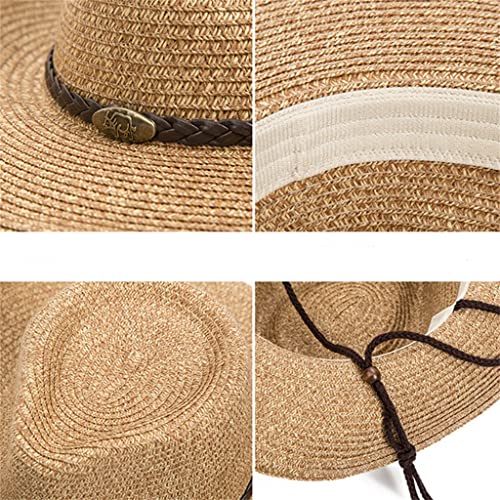Chapeau de paille anti-soleil pour hommes avec larges bords de protection