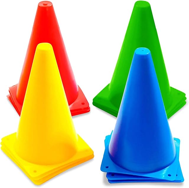 Bramble - 12 9" Multi Sport Marker Training Traffic Cones - Assorted Colours