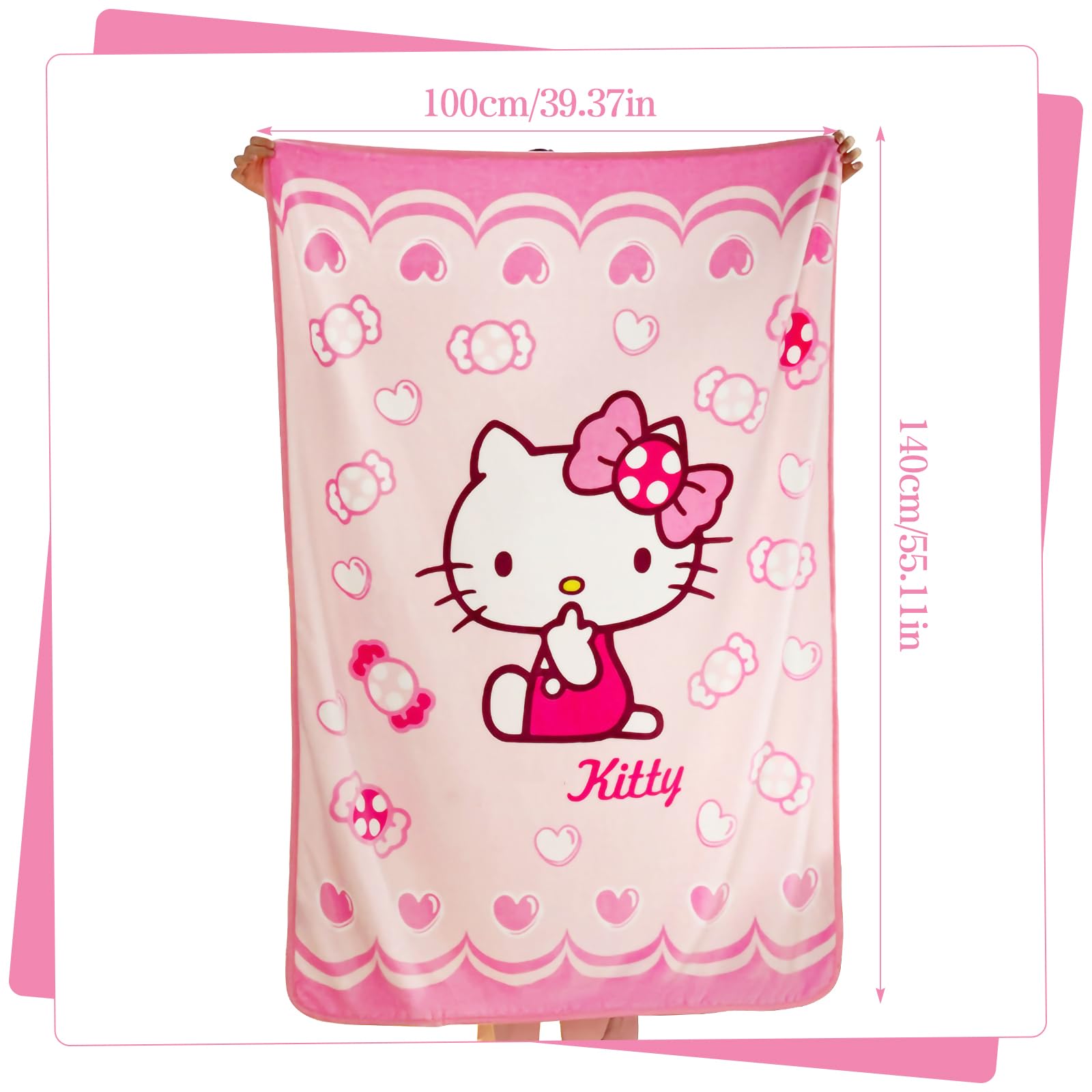 Coperta Hello Kitty In Pile 100x140 Cm - Plaid Morbido Per Divano, Letto E Culla | Design Carino - Foto 6