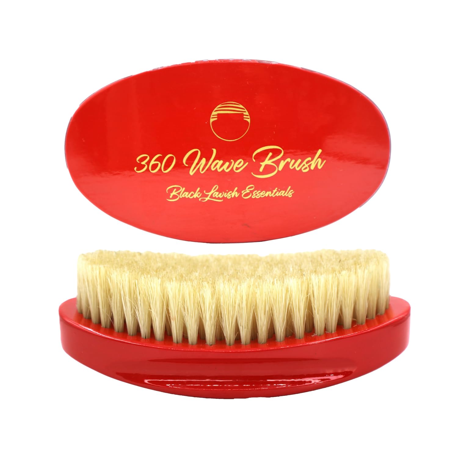 Cepillo de ondas 360, construye ondas más profundas, cepillos curvados de cerdas de jabalí suaves y duras (cepillo suave, rojo)